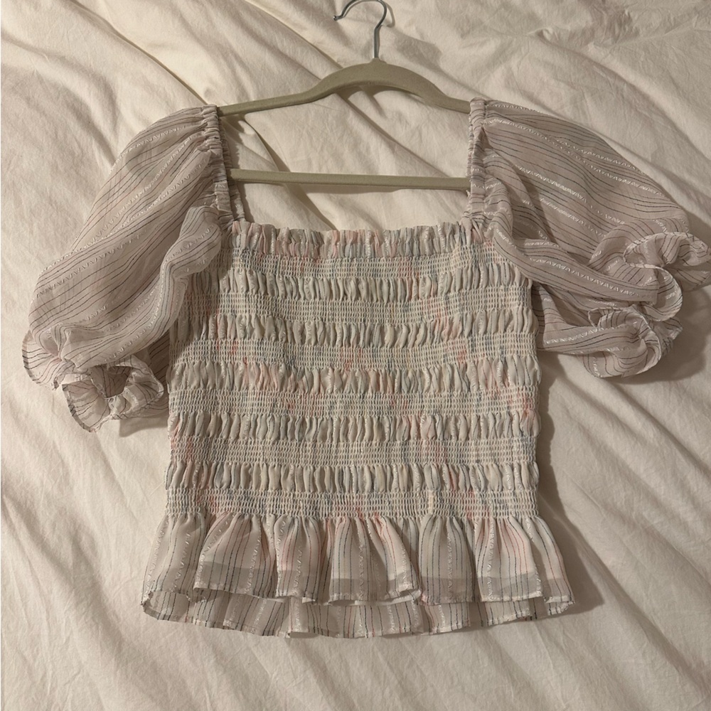Smocked Puff Sleeve Blouse
